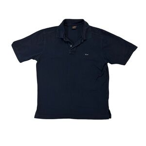 Paul & Shark mens S Small dark blue solid cotton pique polo shirt EUC